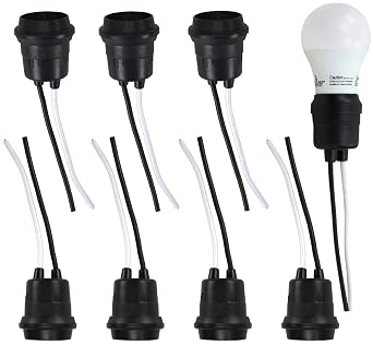 Harrier Hardware Weatherproof E26 Pigtail Lamp Sockets 8-Pack