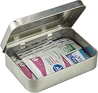 Vista 3 de Mini caja compacta de primeros auxilios (2 juegos) – Recipiente de almacenamiento pequeño con tapa con bisagras para vendajes, píldoras medicinales