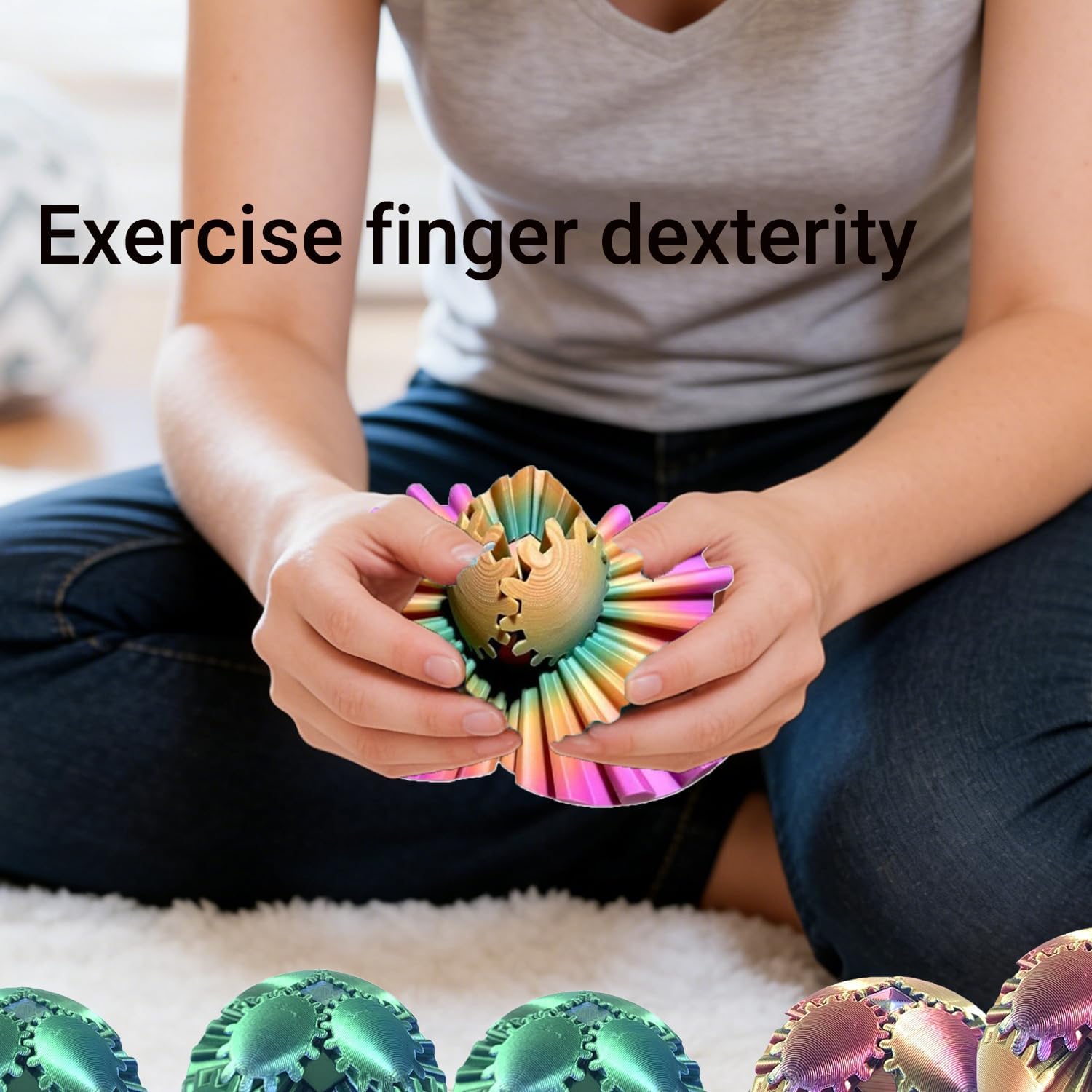 3D Printed Gear Ball Toy, Rotatable Gear Sphere Stress Relief Ball, Unique Gift & Stocking Stuffer