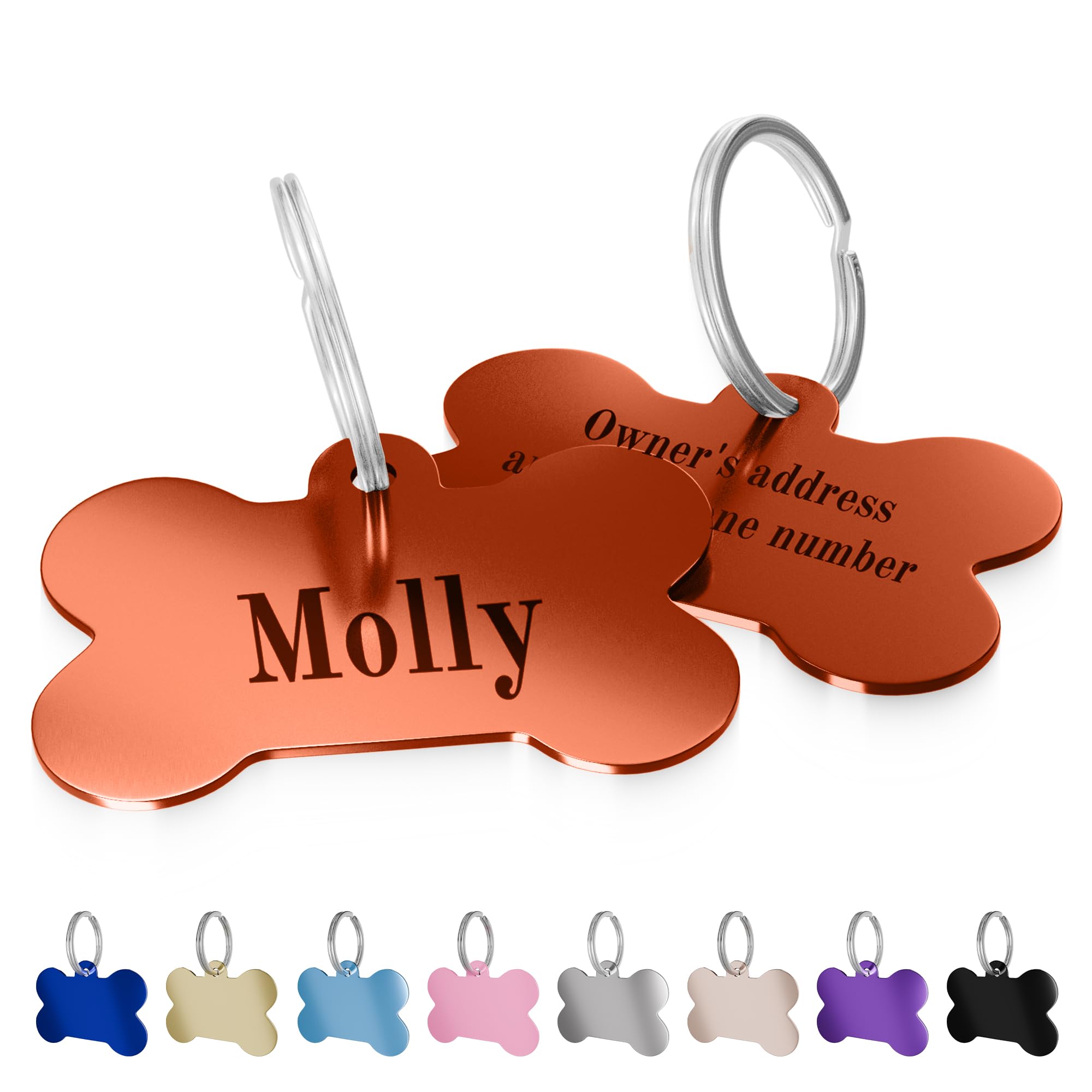 Charmify Dog Tags for Pets Engraved UK Prime – Personalised Bone Name Tag for Dogs | Custom Deep Engraved Pet ID Tag with Phone, Name & Address | Durable Dog Collar Tag, Made in UK (Red, M) — image 1