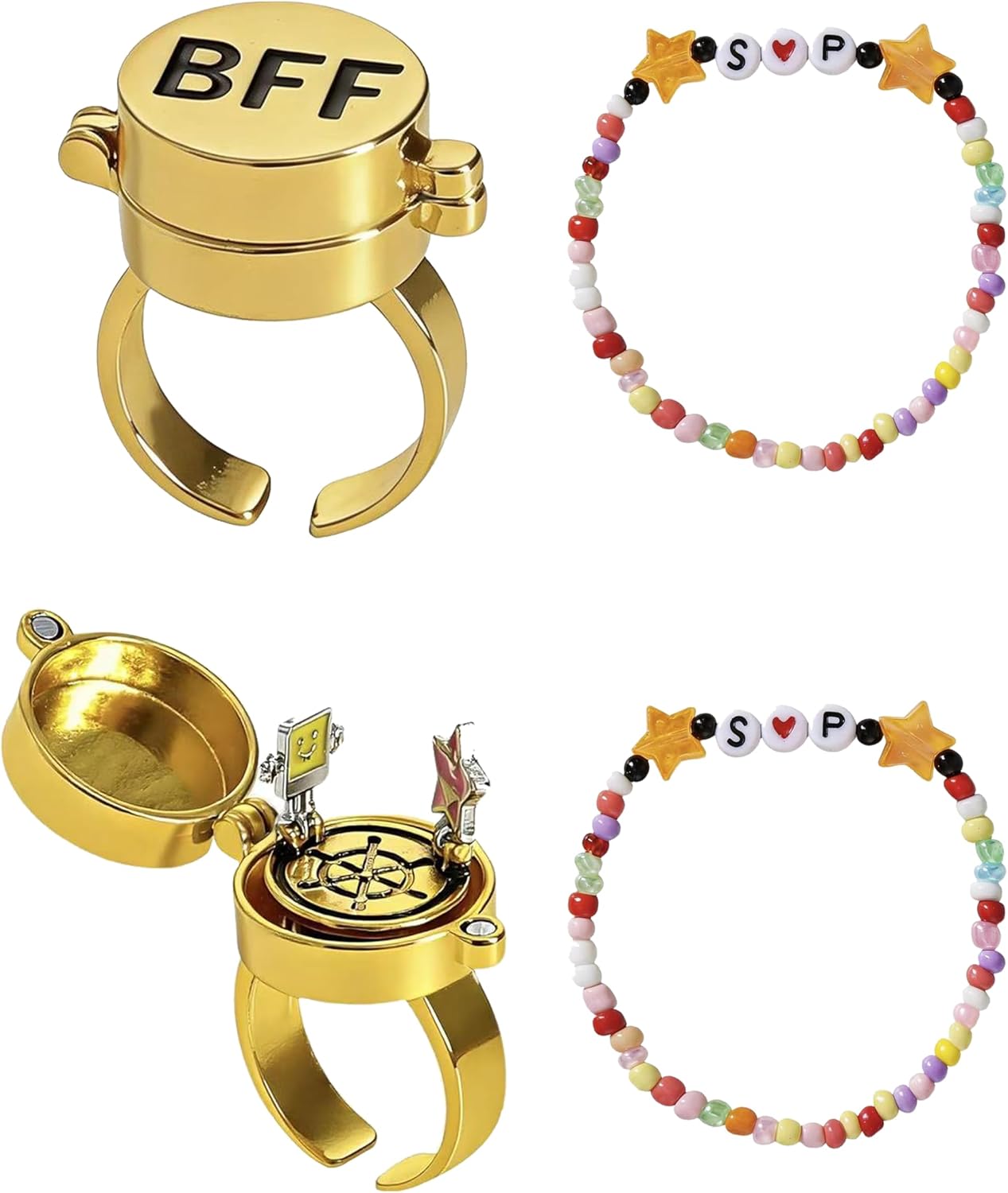 New 4pc Anime Costumes Props Set For Friends Family Fun-Rotated Rings And Bracelet