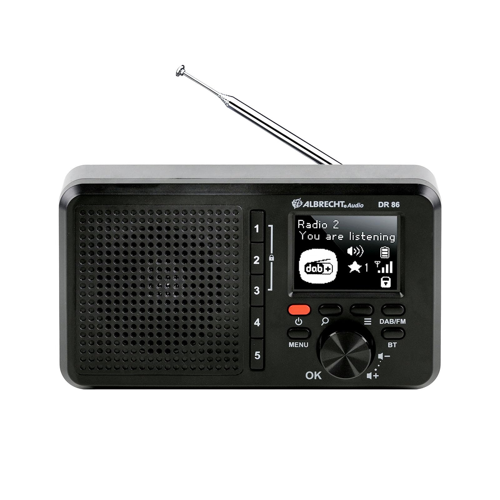 Albrecht DR 86-27861 - Petite Radio pour Personnes âgées - Dab+/FM - Streaming de Musique - Batterie intégrée de 2200 mAh - Transparent