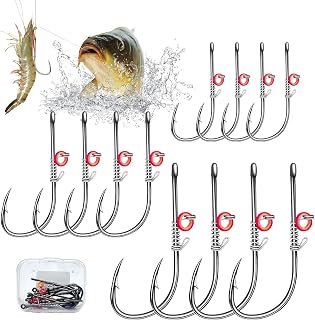 12 Pcs Live Shrimp Hooks, Fishing Hook Set, Shrimp Walker, Lures Fishing Saltwater Live Bait Hooks for Bass, Carp Groupers, Pike, Catfish & More