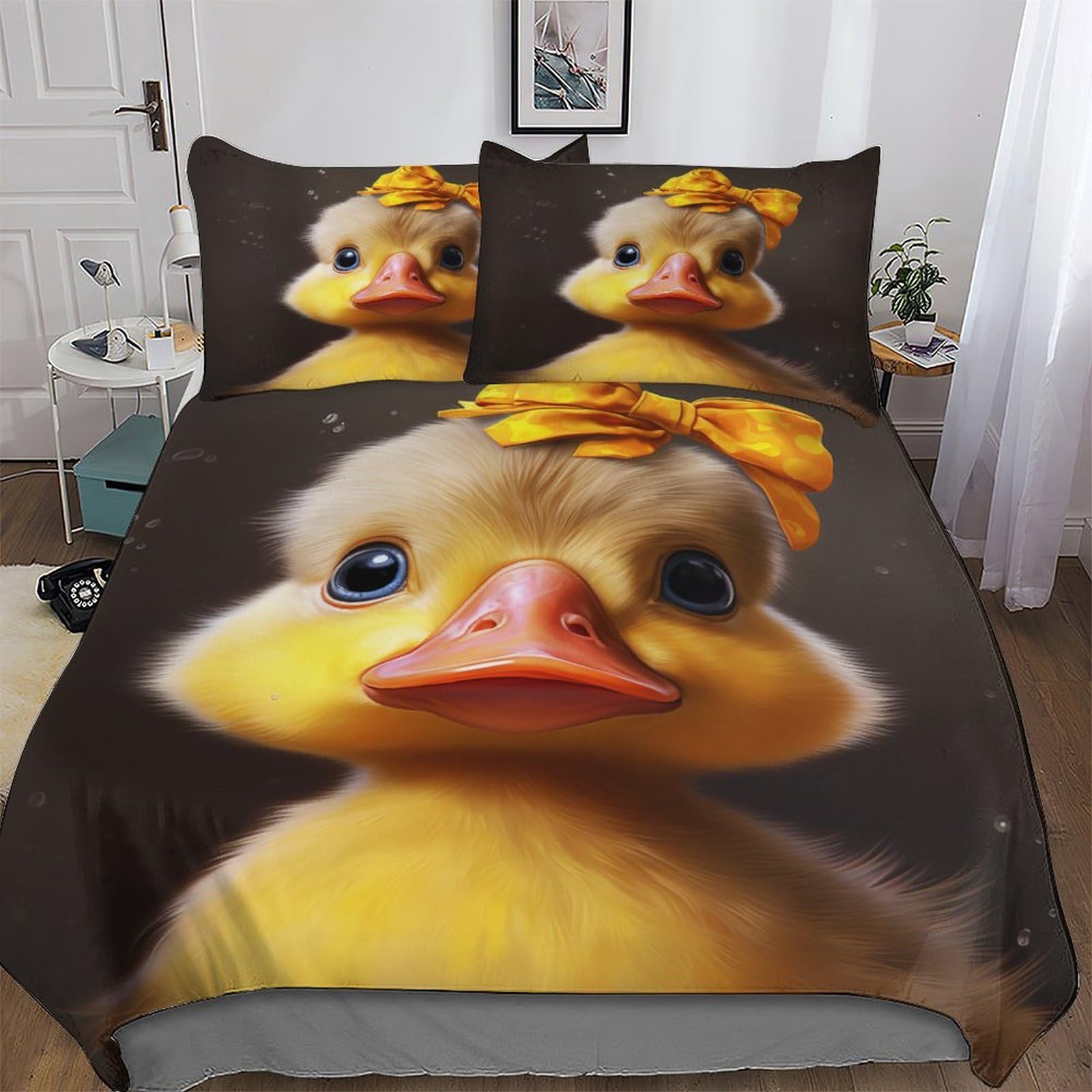 Duck Duvet Cover Sets, Bedding Bed for Adults Teenager Kids, Quilt Covers with Pillowcase Soft Comforter Cover 2 Pieces Single(135x200cm)
