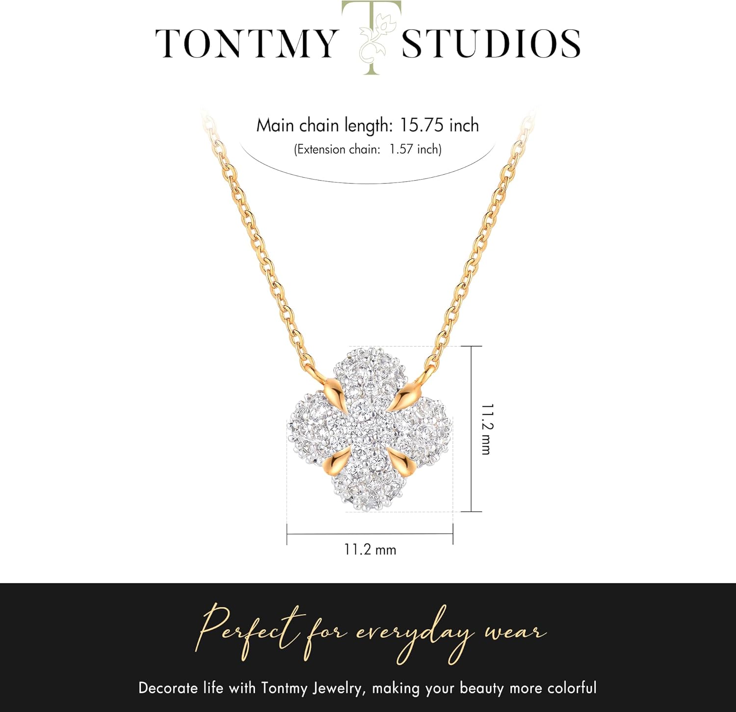 Gold Necklace for Women 14K Gold Plated Simple Chain Cubic Zirconia Pendant Necklace Cute Rhinestone Solitaire Necklace Dainty Gold Jewelry for Women - Image 5