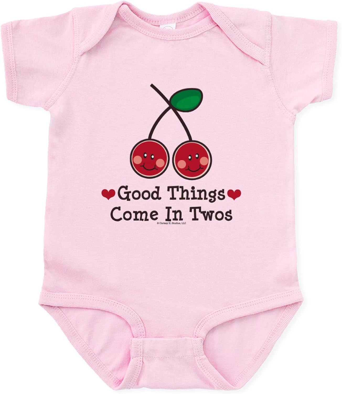 CafePress Good Things Cherry Pink Twin Onesie Infant Cute Infant Bodysuit Baby Romper
