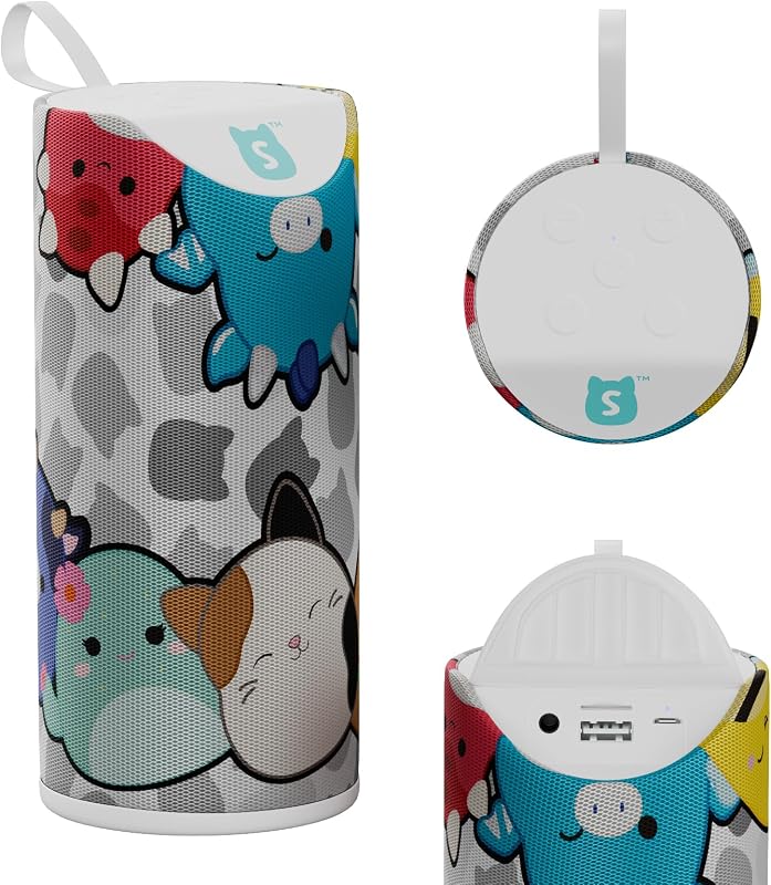 Squishmallows Wireless Bluetooth Speaker - Splashproof Rechargeable Wireless Speaker With 3 Hours Playtime/SD Slot/FM Radio- Squishmallows Gifts for Girls, Boys, Women, Men and All Squish Squad Fans
