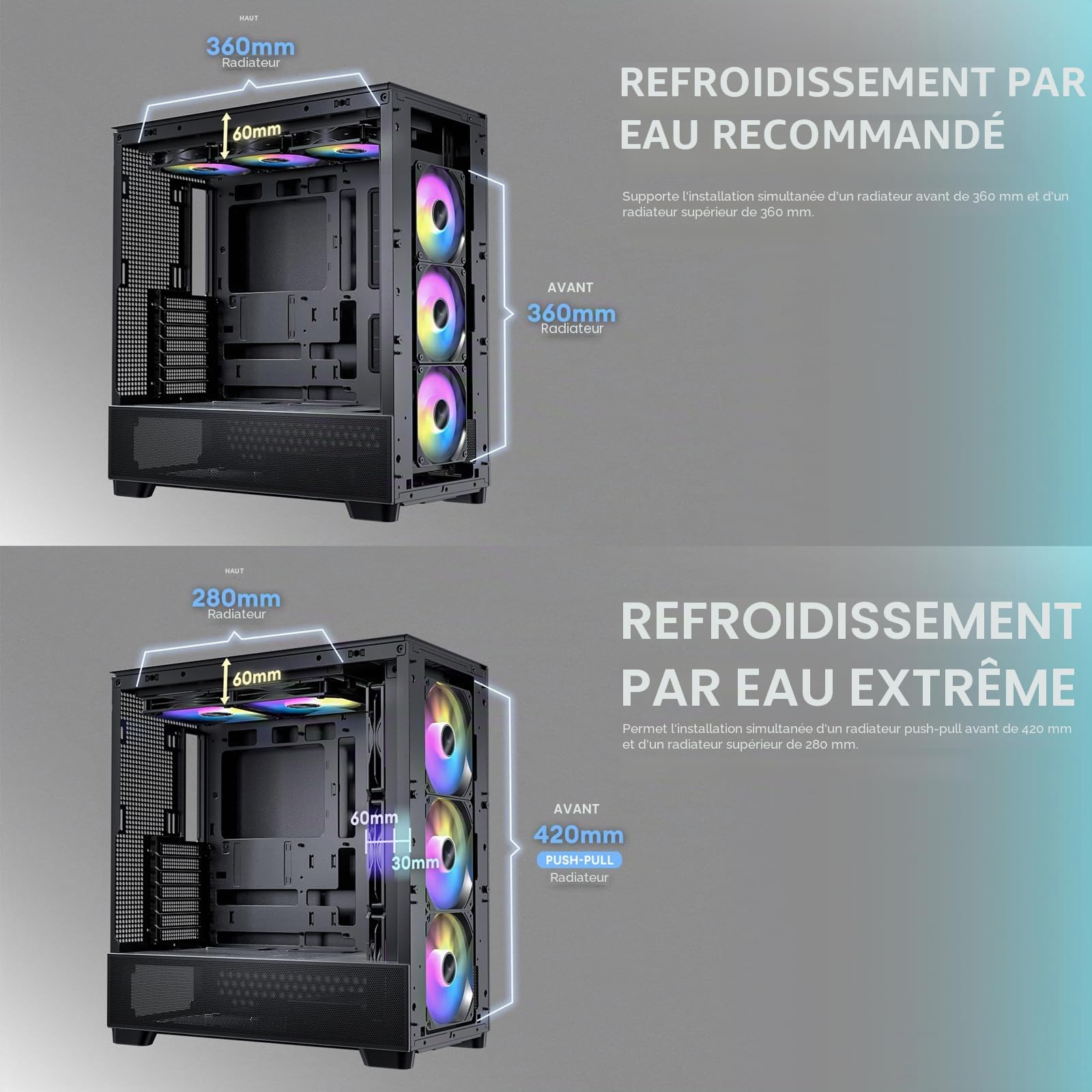 ANTEC Flux Boîtier PC Tour midi Gaming ATX, Noir