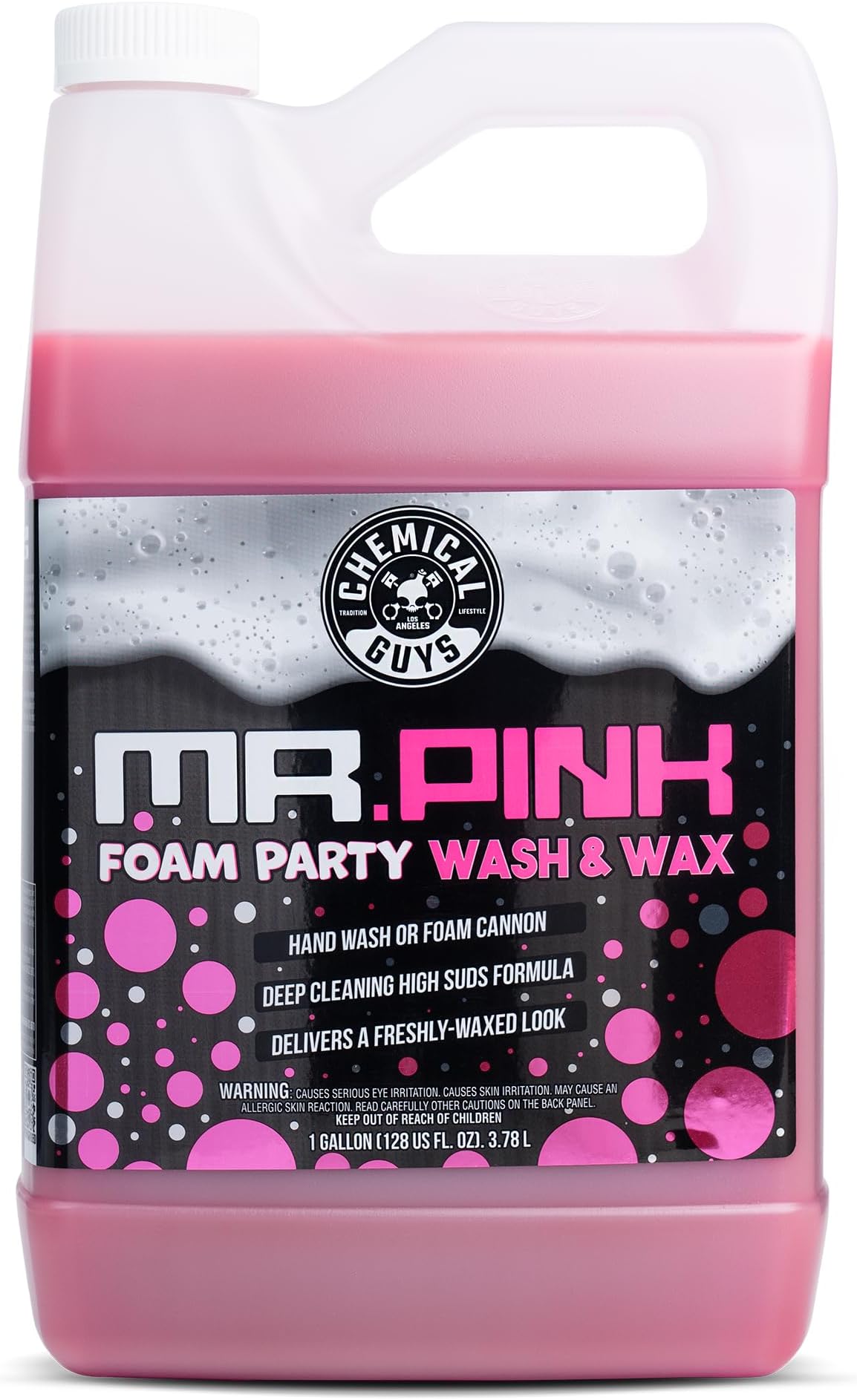 Mr. Pink Foam Party Wash & Wax – 128 oz Tangerine Scent High Foaming Car Wash Soap for Foam Cannons and Buckets – Safe on Paint, Clear Coat, Cars, Trucks, SUVs, and RVs