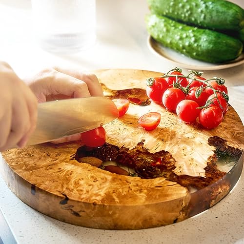 Miniatura 2 de Tabla de cortar y servir de pino y abeto para Navidad  Plato de queso y embutidos de resina de madera de olivo italiano  Hermoso tema de bosque de
