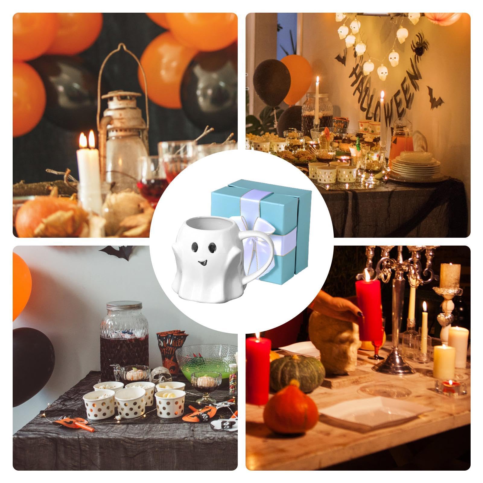 Tazza Halloween Fantasma 440 Ml In Ceramica - Design 3D, Regalo Per Adulti E Bambini