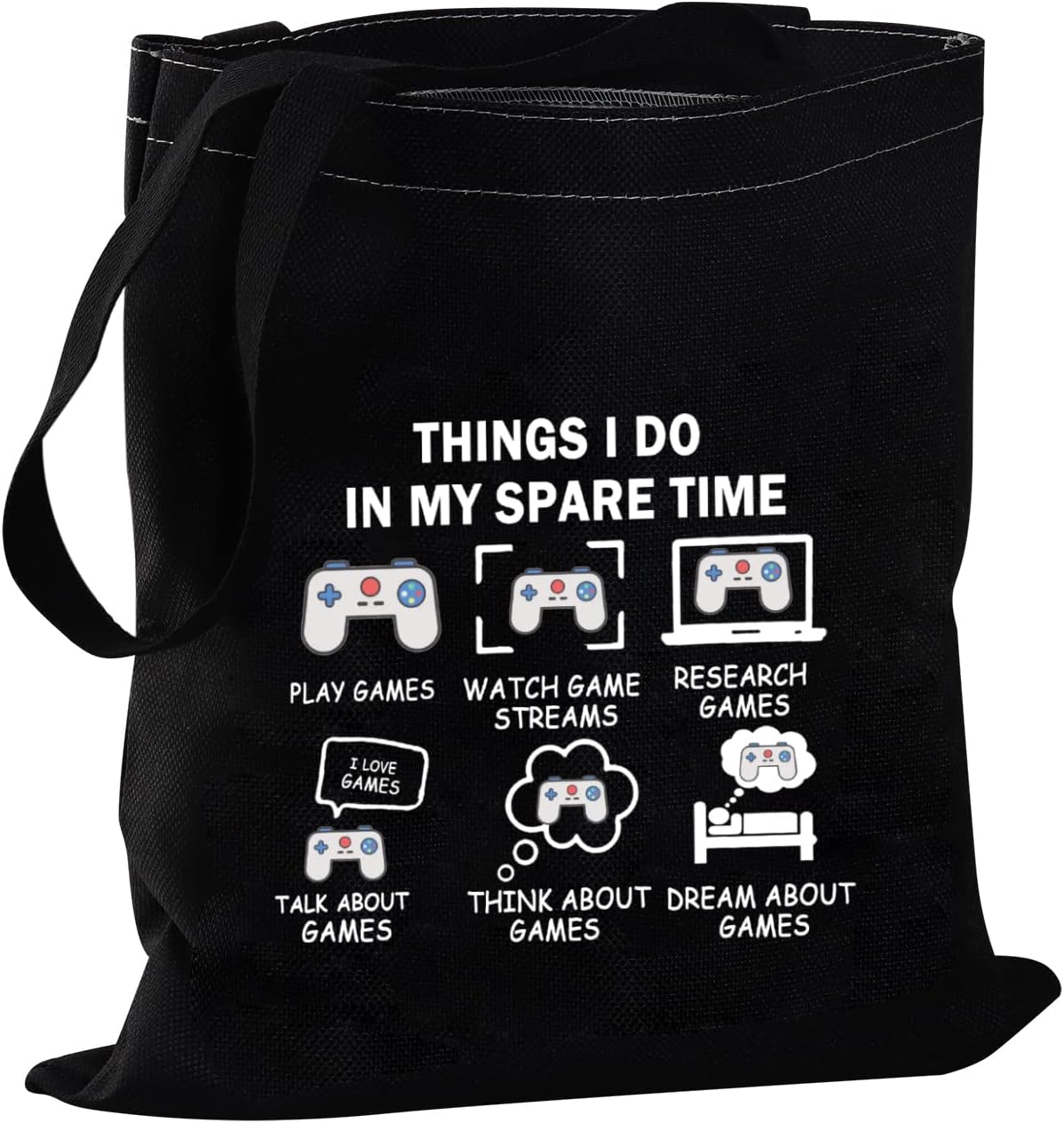 JYTAPP Funny Video Gamer Gift Gamer Tote Bag Things I Do In My Spare Time Video Game Canvas Tote Bag Humor Gaming Geek Gift