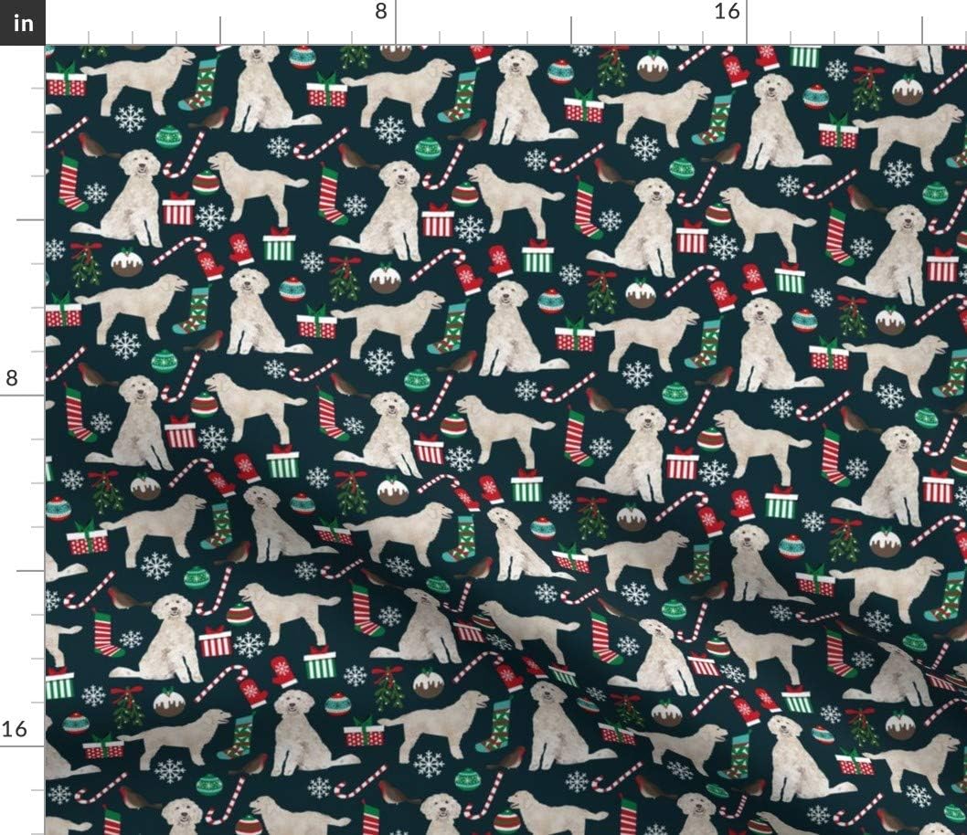 Spoonflower Fabric - Goldendoodle Christmas Cute Best Dogs Doodles Puppy Lover Ornament Printed on Petal Signature Cotton Fabric by The Yard - Sewing Quilting Apparel Crafts Decor