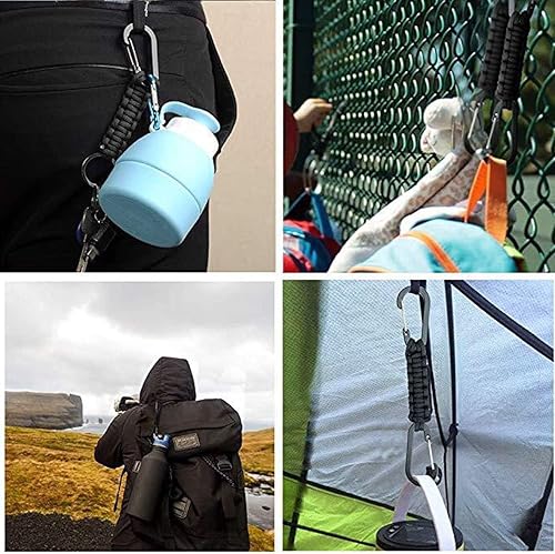 Miniatura 5 de YUNLOVXEE Llavero de paracaídas resistente con mosquetón, paquete de 4 llaveros de cordón trenzado para botella de agua, hombres y mujeres, B-camo2