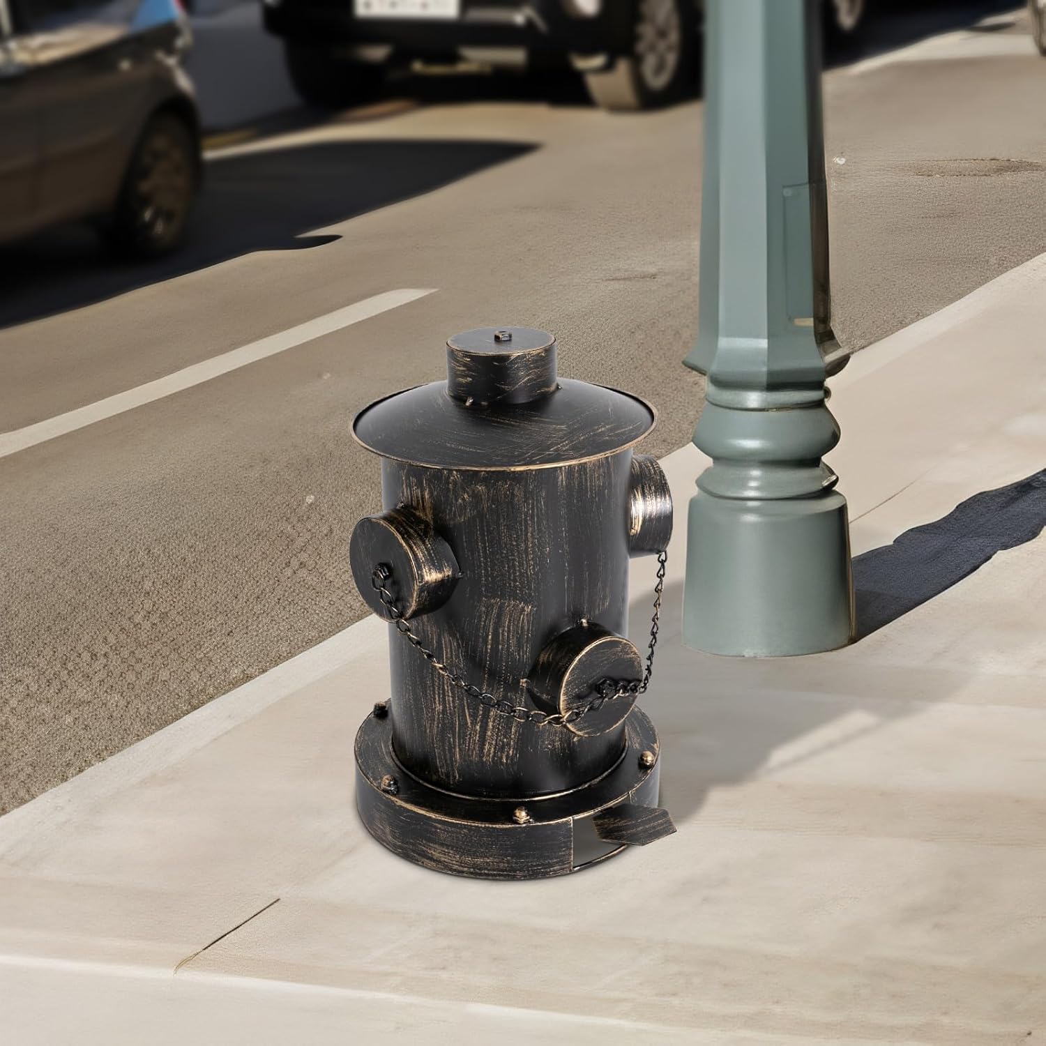 Retro Garbage Can,Stainless Steel Outdoor Dog Poop Garbage Can w/Pedal Fire Hydrant Creative Garbage Can Waste Bins for Bathroom Bedroom Office-Soft Close (Bronze)