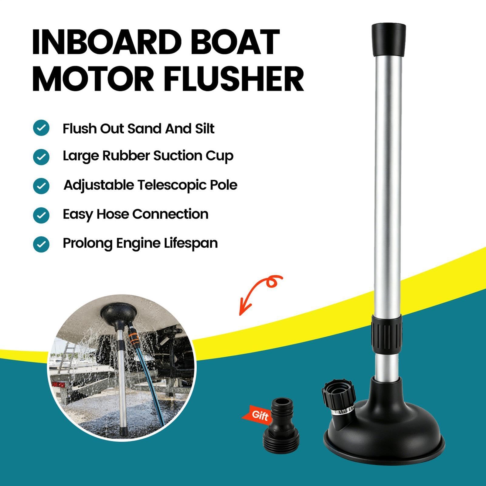 Flusher Da Motore Entrobordo Interno Con Asta Telescopica Come Strumento Di | Flussatore motori marini per la pulizia e lavaggio di acqua, banchina, sabbia, fango