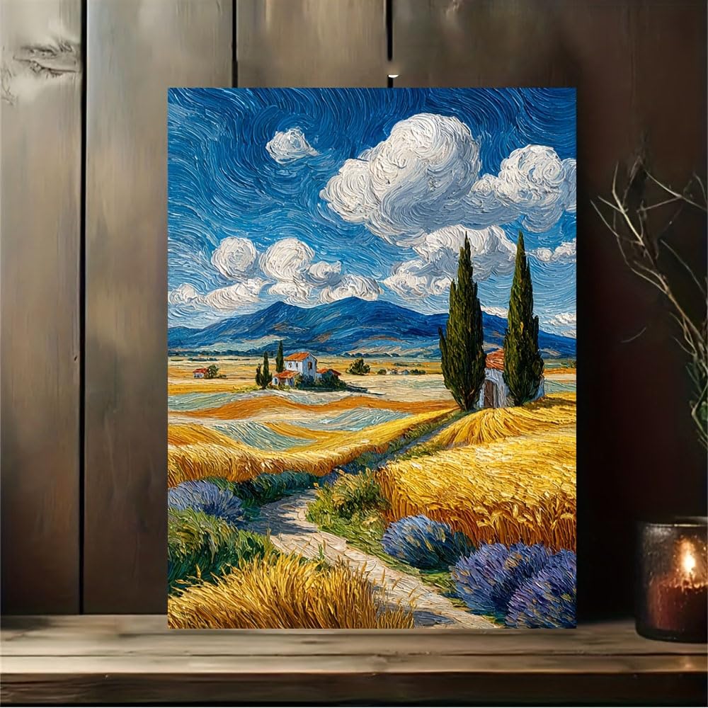awitufhgp Van Gogh Wheat Field with Cypresses Canvas Painting, for Dutch Impressionist Wall Art, Iconic Landscape for Office, Hallway(60x80cm/24x31in(WxH)/No frame)