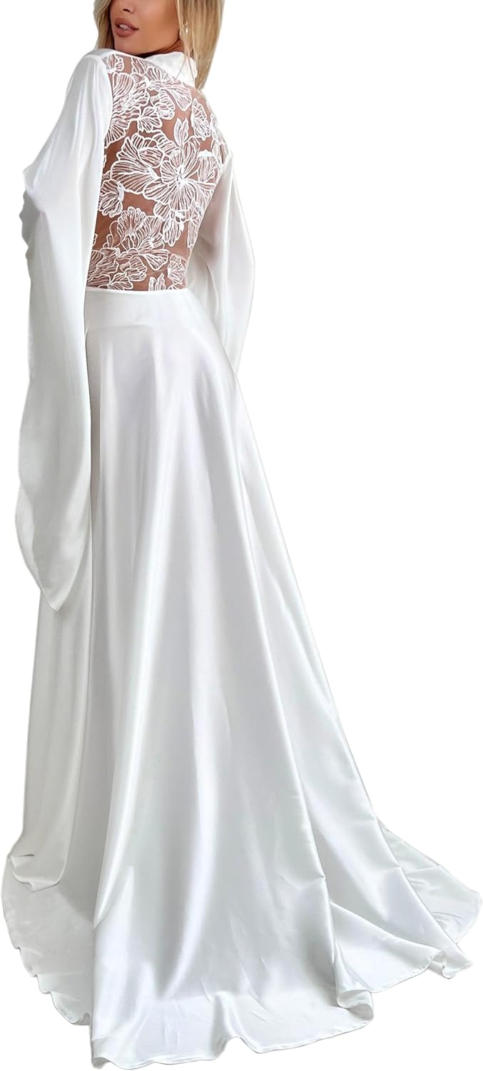 Satin Floor Length Robes for Women Lace Bride Kimono Bolivia Ubuy