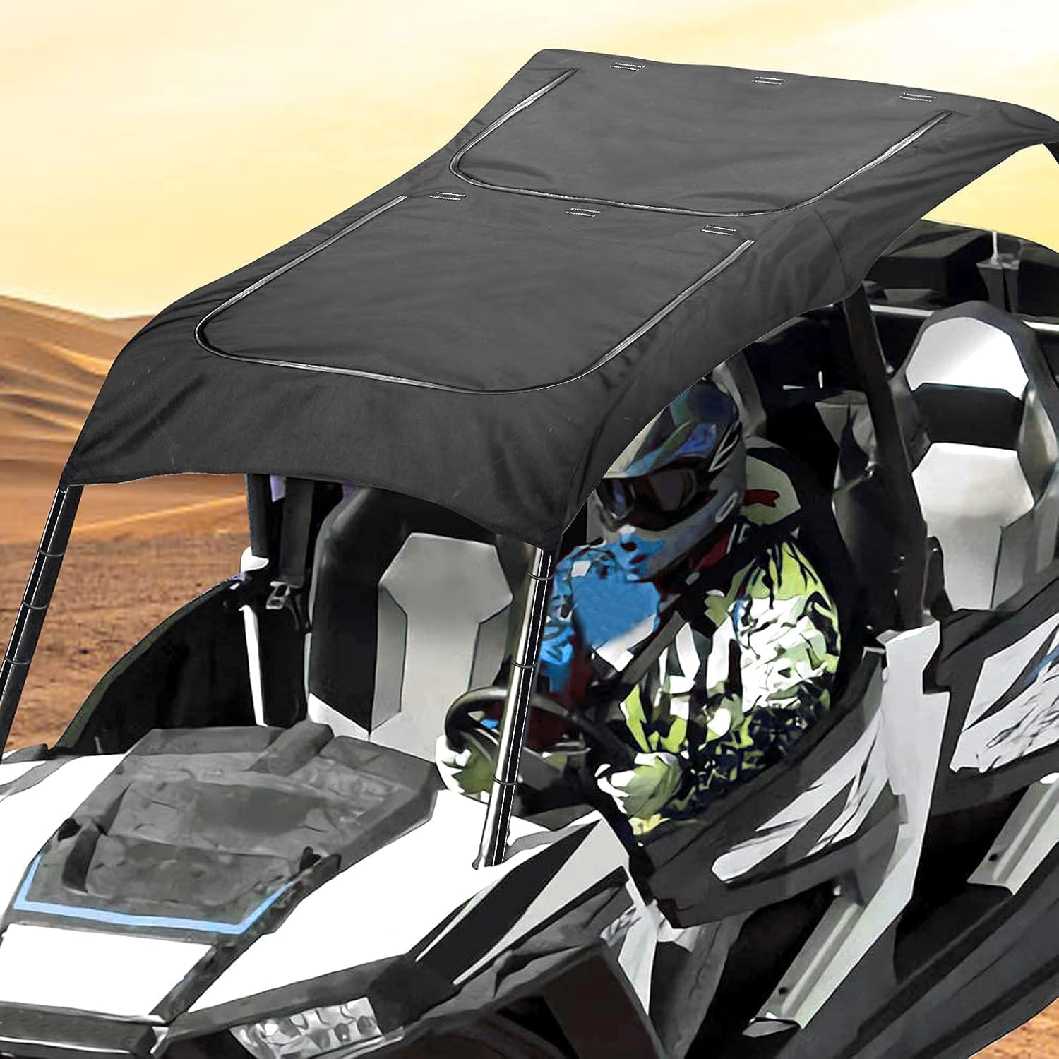 4 Seater UTV Soft Top Roof w/Sunroof Fit for Polaris RZR 4 900 XP4 1000 2014 2015 2016 2017 Convertible