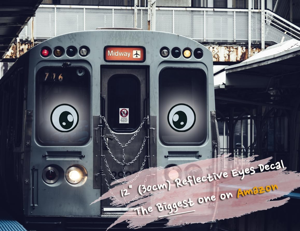 Versatile 12″ Reflective Googly Eye Stickers (2-Pack) – High Visibility Night Safety Ideal Sticker for Car, Truck, Boat & RV Safety & Halloween Decor - Image 7