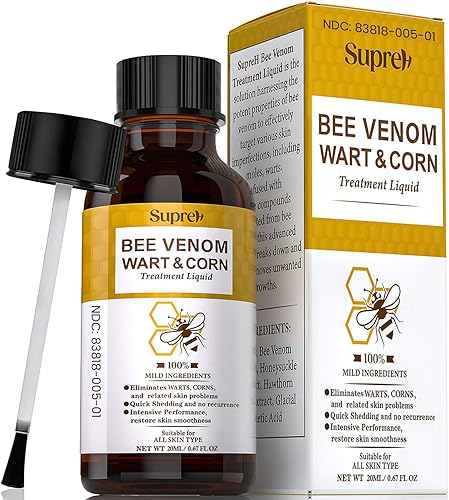 SupreH Eliminador de verrugas de veneno de abeja de acción rápida: congelación de verrugas con ácido salicílico y crema de veneno de abeja -