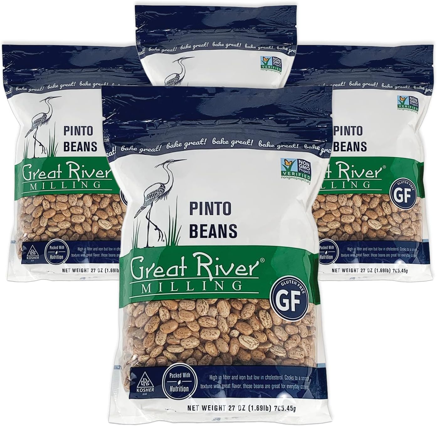 Great River Milling, Pinto Beans, Non-Organic, 27 Ounces (Pack of 4)