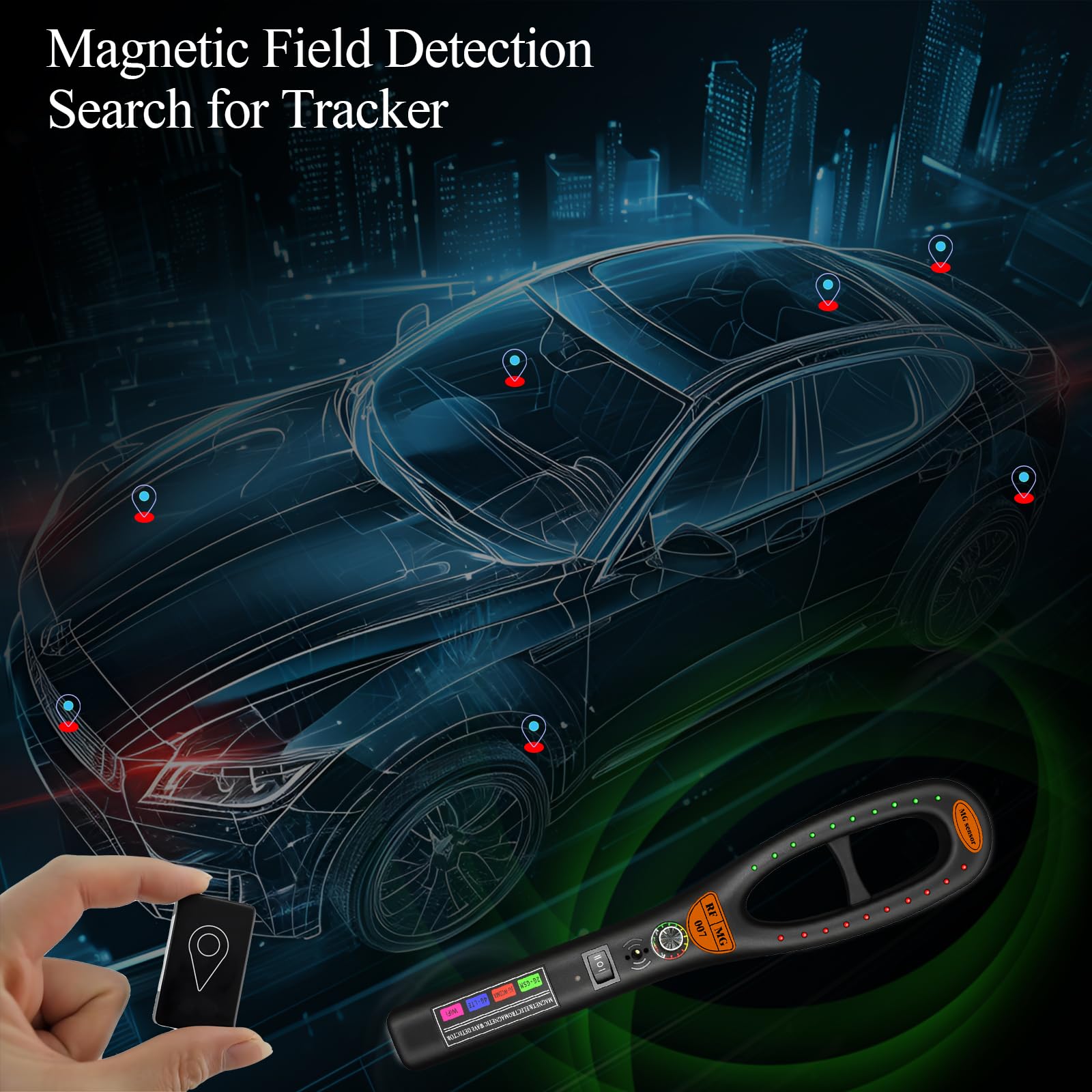 Wanzen Detektor, Kamera Finder & RF Scanner, Magnetischer Tracker Finder für versteckte Kameras, Abhörgeräte, Hotel, Auto, Büro, Umkleide, Zuhause und Reisen, Tragbar & Wiederaufladbar