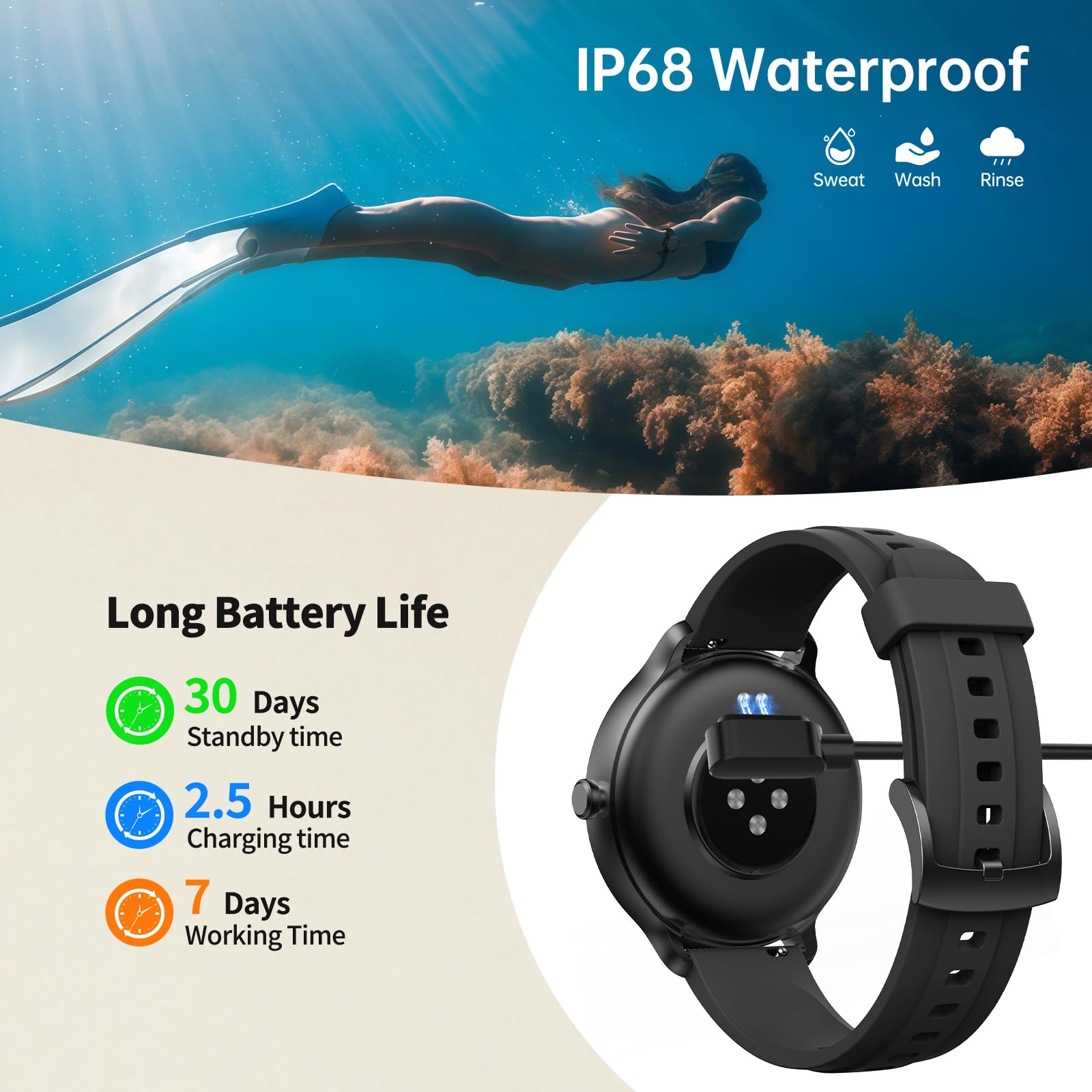 Smart Watch for Men Women(Answer/Make Calls), Smartwatch Built-in AI Voice, 1.27" HD Fitness Tracker with Heart Rate/Sleep/Step/SpO2 Monitor, 100+ Sports Modes, IP68 Waterproof Watch for Android iOS