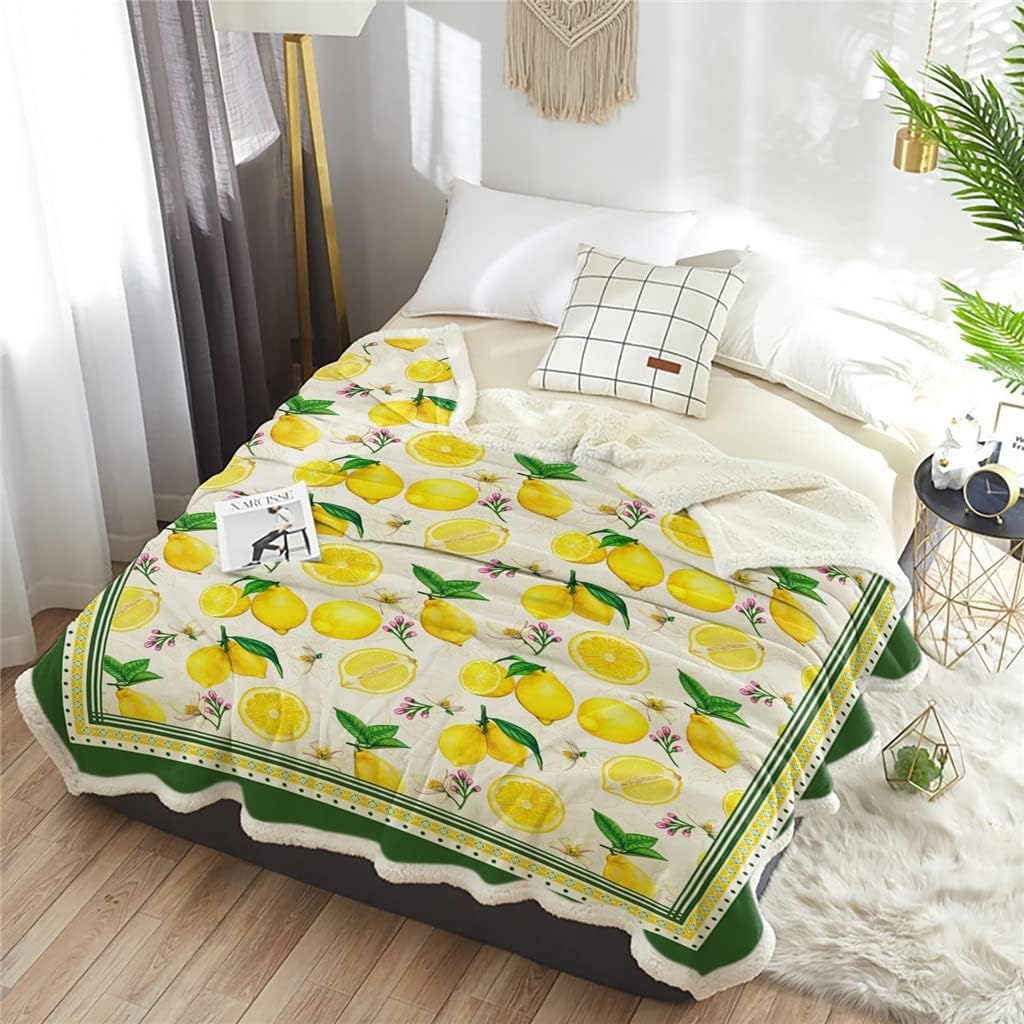 Lemon Idyllic Plaid Fruit Soft Throw Blanket Bedding Flannel Fleece Blankets Winter Autumn Sofa Bedspread Sheets