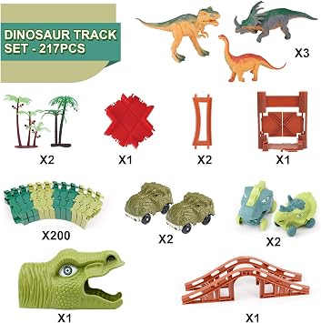 GIAT Dinosaur Track Toys - Best Birthday Gifts for 3 4 5 6 7 Year Old Boys Girls, Dinosaur Race Car Track with Light & Sound, Create A Dinosaur World Road Race
