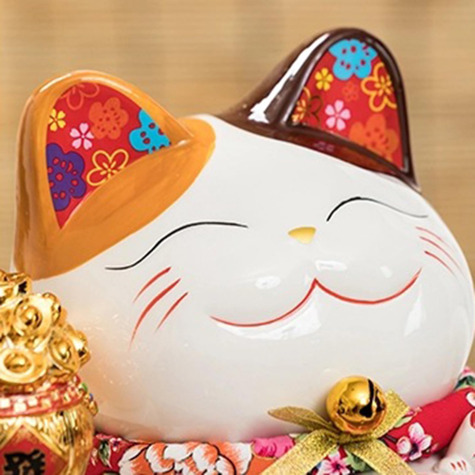 Statuetki do wystroju domu Ceramiczny falujący kot Maneki Ornament Feng Shui Dekoracja Huśtawka Kot, Czerwony