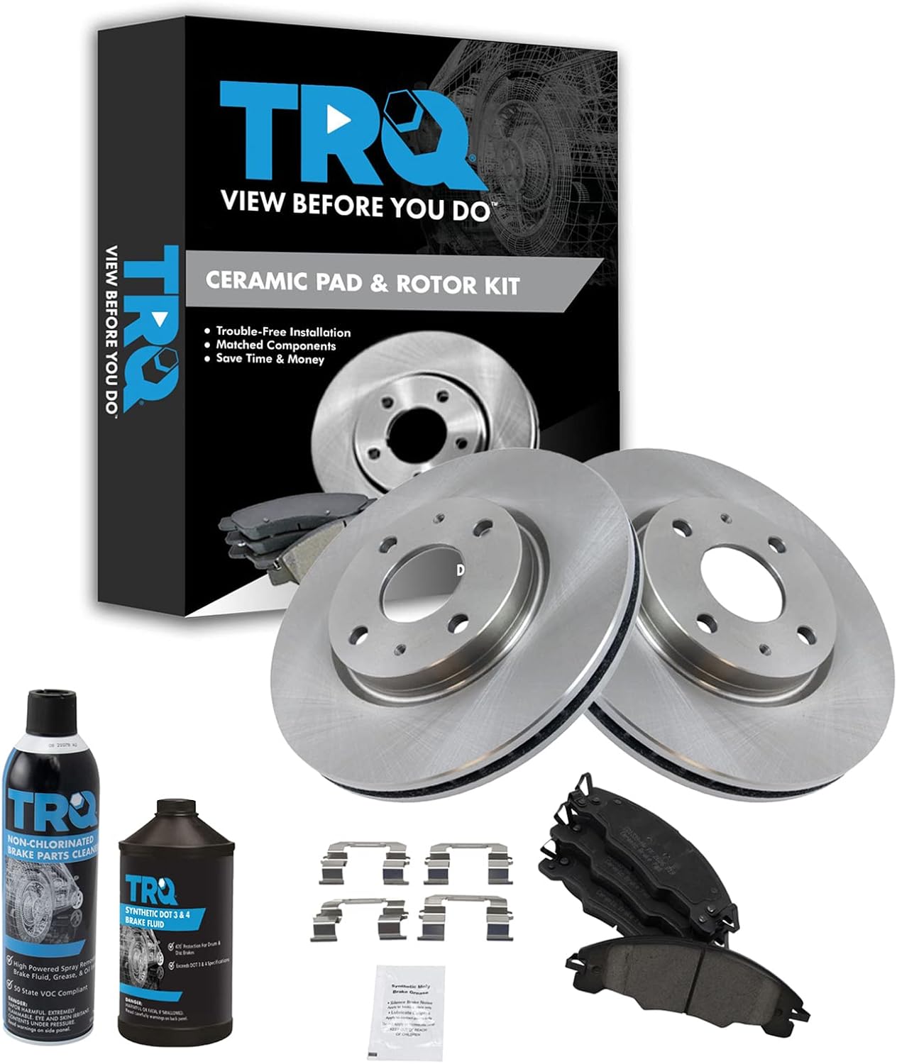 TRQ Front Brake Pad & Rotor Kit Brake Chemical Kit Brake Pads Brake Rotor Ceramic Compatible with 2008-2011 Ford Focus