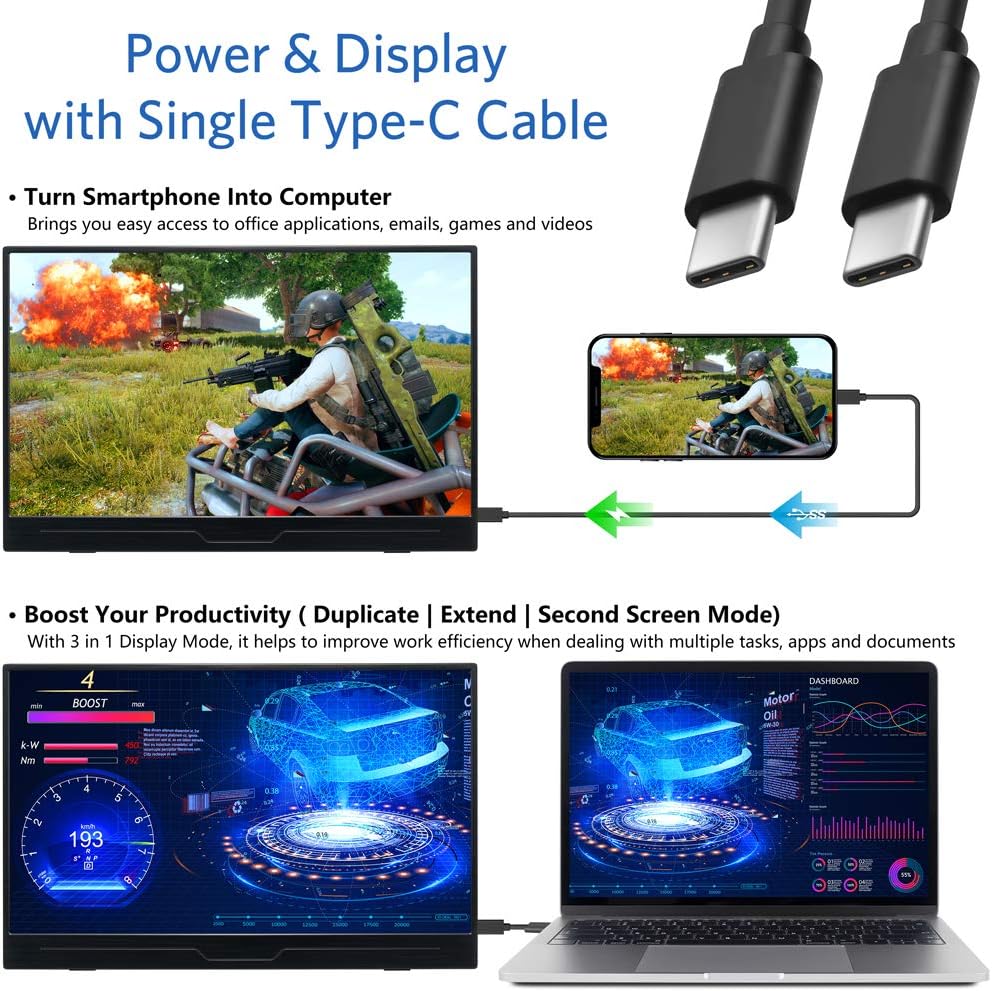 cocopar Portable Monitor - Upgraded 17.3 Inch 1080P FHD IPS HDR Type C FreeSync Gaming Monitor with Type-C HDMI Mini DP Speakers for Xbox PS5 Laptop PC Phone Mac Surface, with Smart Case VESA Mount