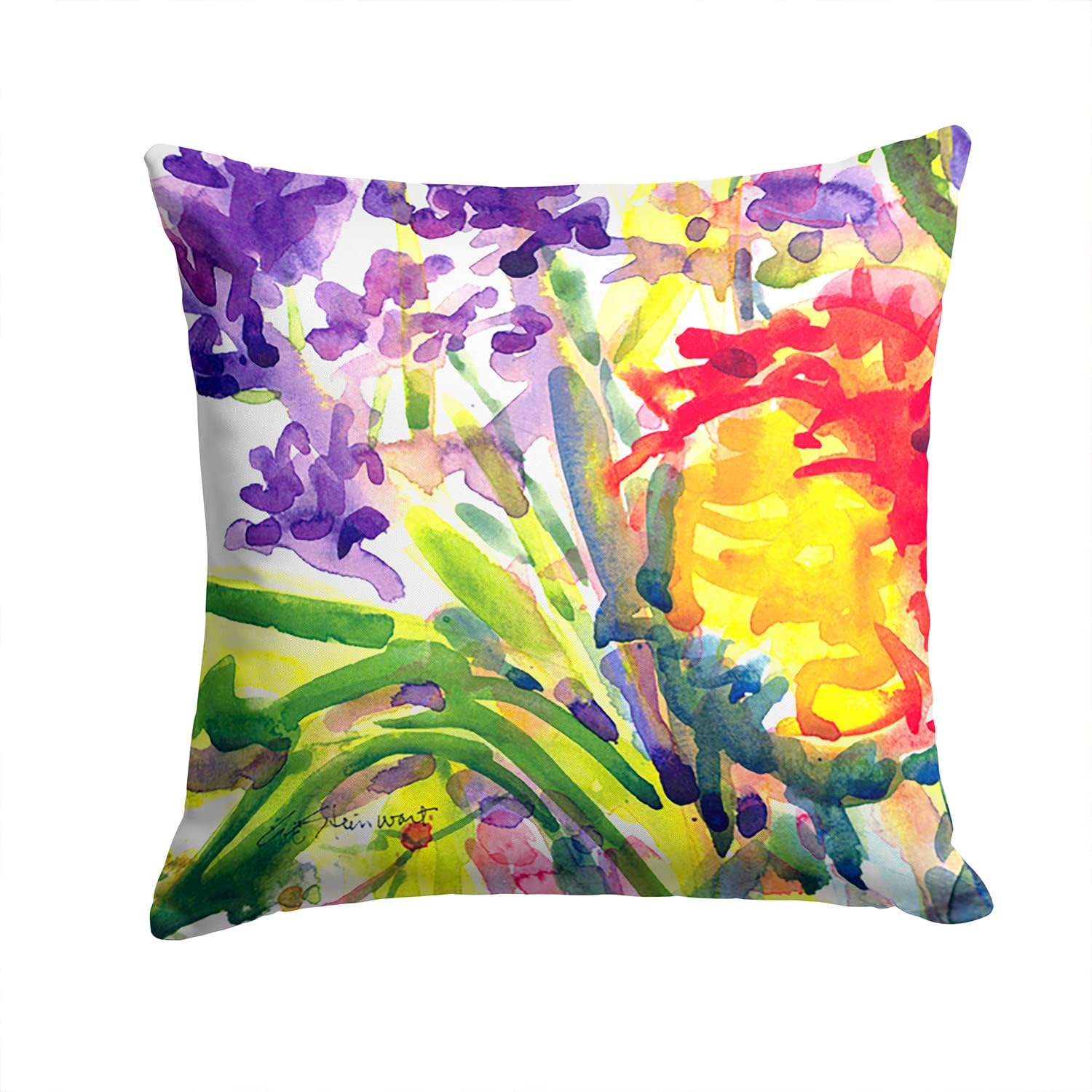 Caroline's Treasures 6127PW1414 Flower Fabric Decorative Pillow Machine Washable, Indoor Outdoor Decorative Pillow for Couch, Bed or Patio, 14Hx14W