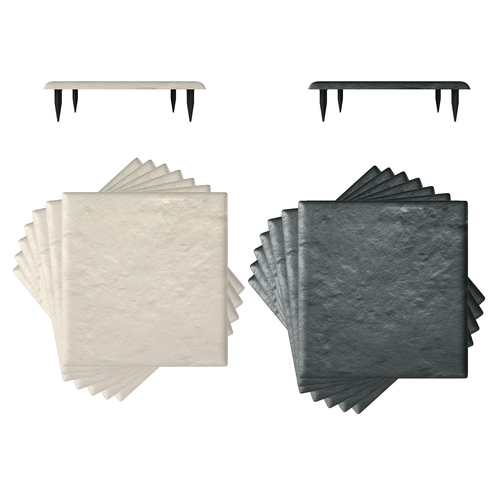 COSTWAY Kamienie do ogrodu, zestaw 8 sztuk, płyty chodnikowe 39,5 x 39,5 cm, płyty kamienne z polipropylenu, płyta ogrodowa z 32 kołkami do wbijania w ziemię, do trawnika, ogrodu, ścieżek (kolor szary