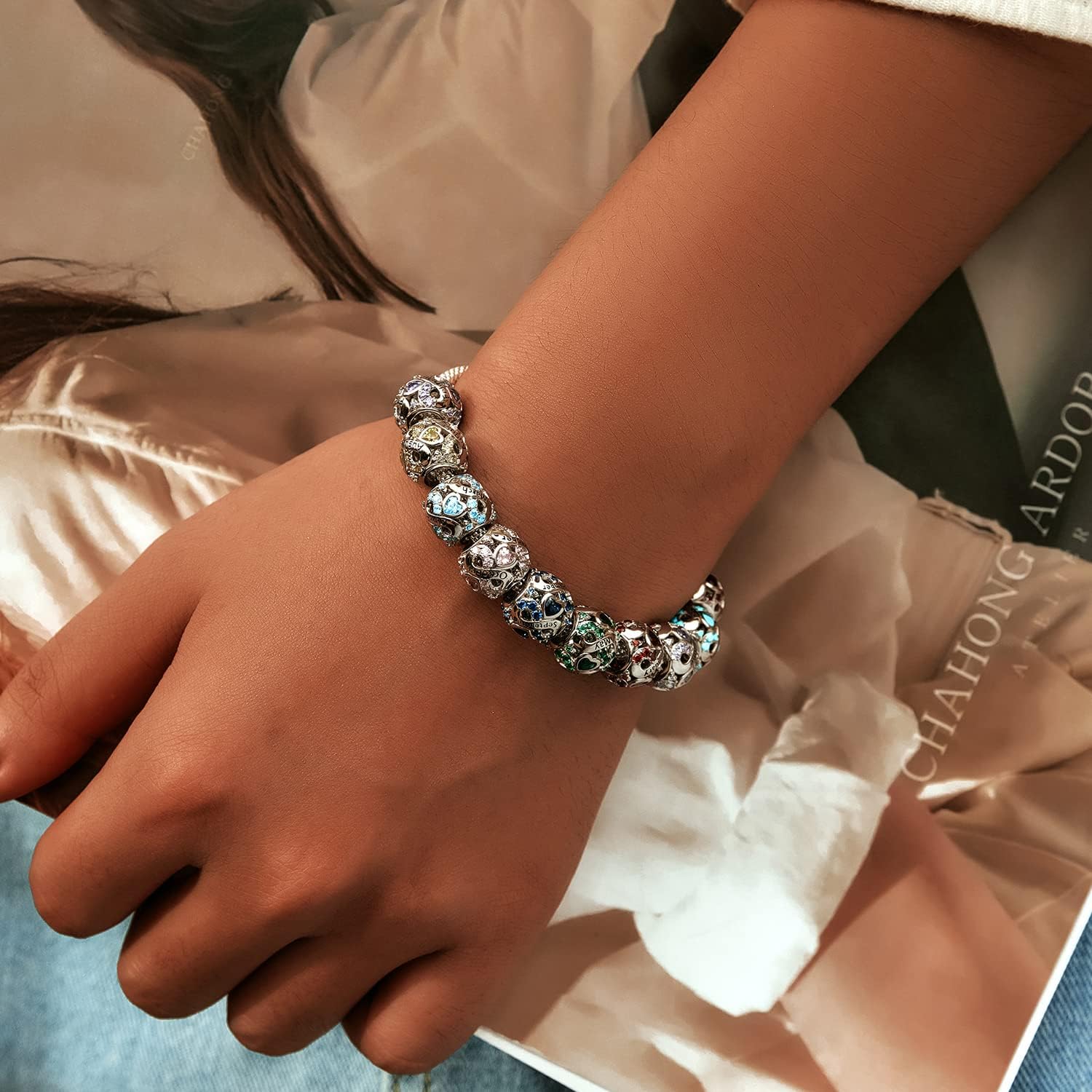 Birthstone Charm Jewelry 925 Sterling Silver Infinity Love Heart Charm Openwork Bead for European Bracelets and Necklaces with 5A Cubic Zirconia, Birthday Mothers Day Jewelry Gifts for Women & Girls - Image 2