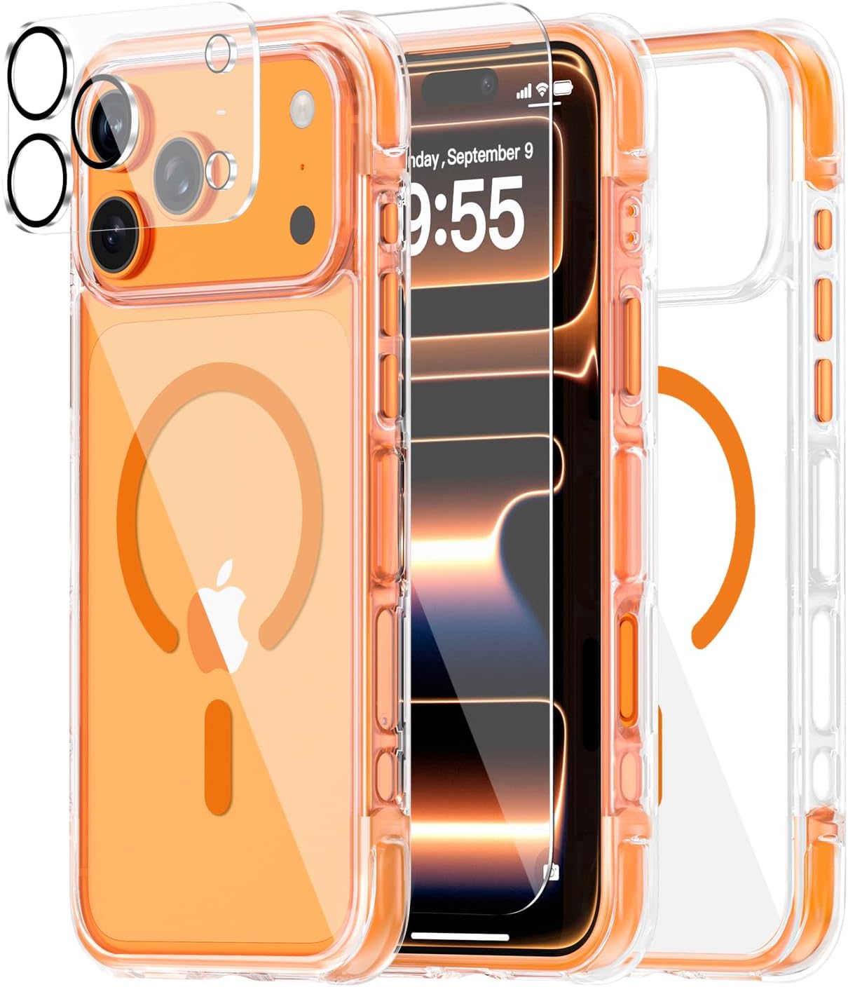Clear Airbag Case for iPhone 17 pro max case,Military Grade Drop Shockproof Protective,Compatible with MagSafe,Full Protection[Includes Screen & Lens Protector] Non-Yellowing Magnetic Cover