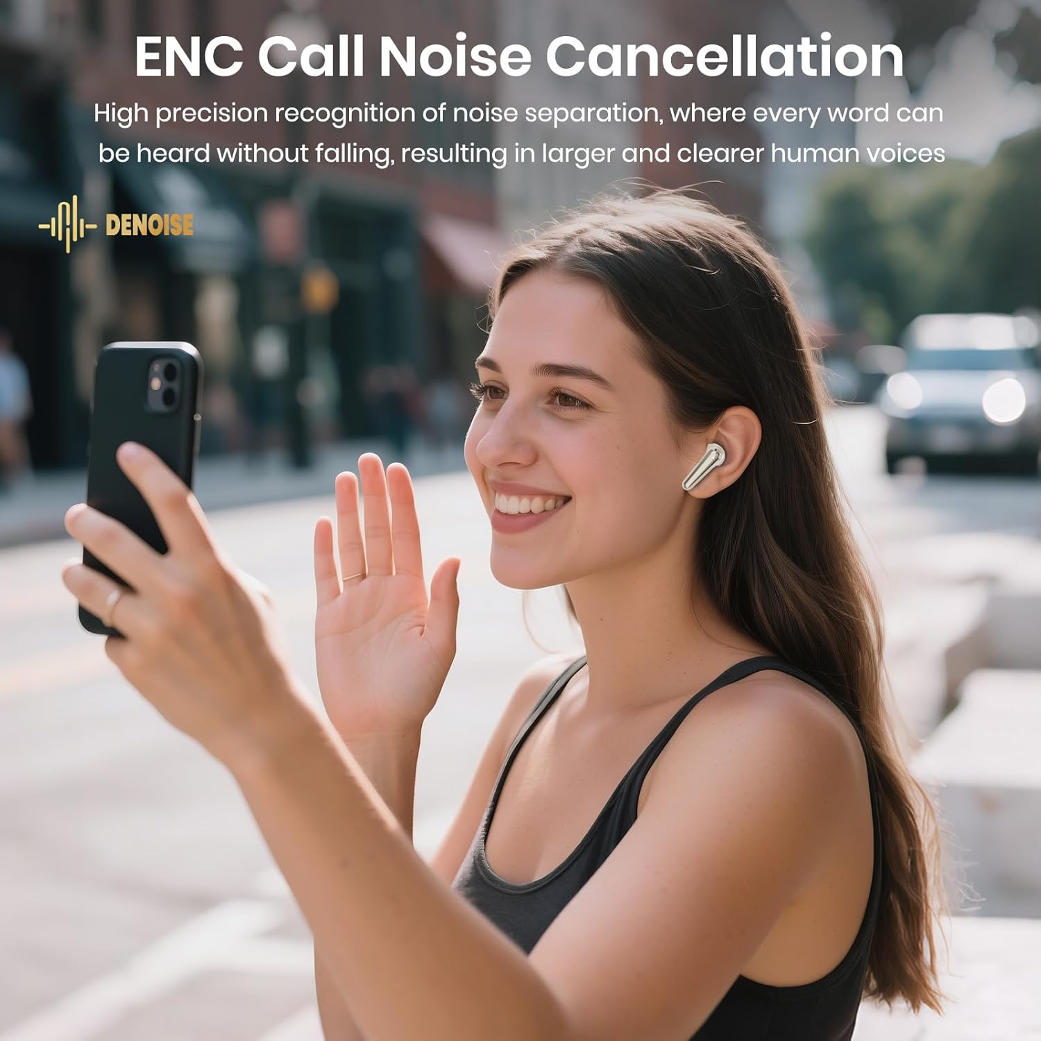 Wireless Earbuds Bluetooth 5.4 Light Weight in Ear Earphones 10mm Drivers with Powerful Bass IPX5 Waterproof Headphones 60H Long Playtime Bluetooth Headphones ANC ENC Noise Cancelling Khaki - Image 3