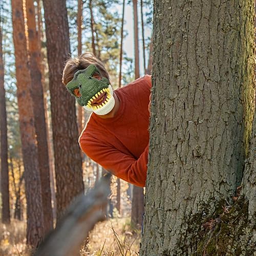 Miniatura 5 de Máscara de dinosaurio con mandíbula móvil para niños, boca abierta, látex de terror, diadema de dinosaurio para Halloween, fiesta de cosplay,