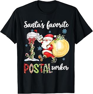 Funny Xmas Lights Santa's Favorite Postal Worker Christmas T-Shirt