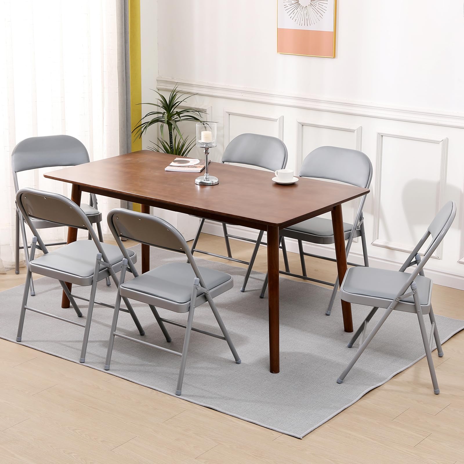 Lot de 4 chaises de Jardin Pliantes exterieures - Charge maximale : 150 kg - Chaise Pliable pour Jardin, Bureau, Chambre,Cuisine, Camping, Salle à Manger, Balcon - Gris Chaise Pliable