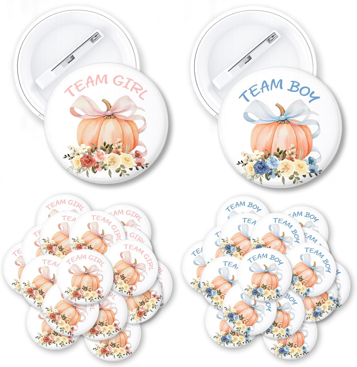 60-Piece Gender Reveal Themed Pin Set