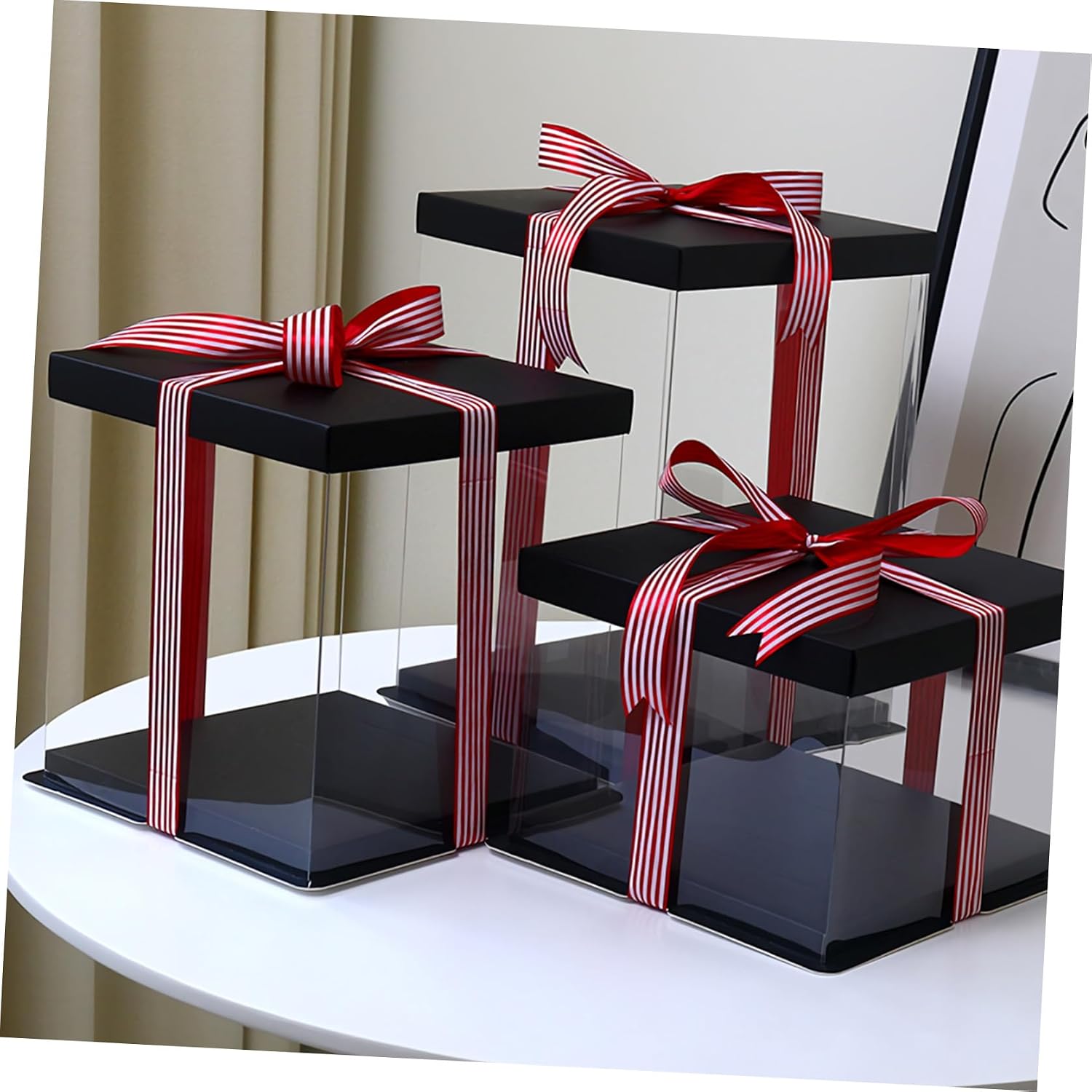 Black 6-inch 3-tier Cake Storage Box Cake Carrier Food Packaging Container for Birthday Baking and Transport