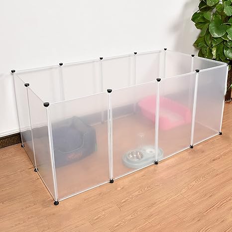 Amazon Co Jp 犬 サークル 組み立て ペットサークル Diyペットベビーサークル のサイズと高さを無料で調整可能 小動物用プラスチックヤードフェンス折りたたみ式ペット犬猫子犬プレイペン 8パネル ペット用品