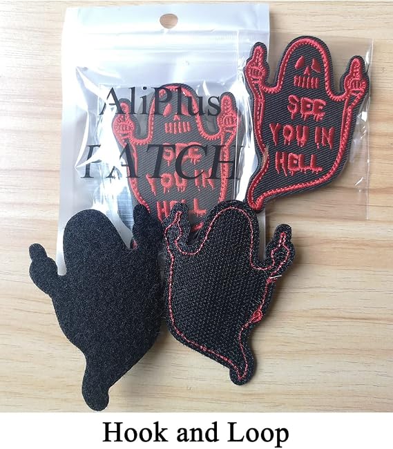 2 PCS AliPlus See You in Hell Patches Embroidered Tactical Morale Patch Hook and Loop