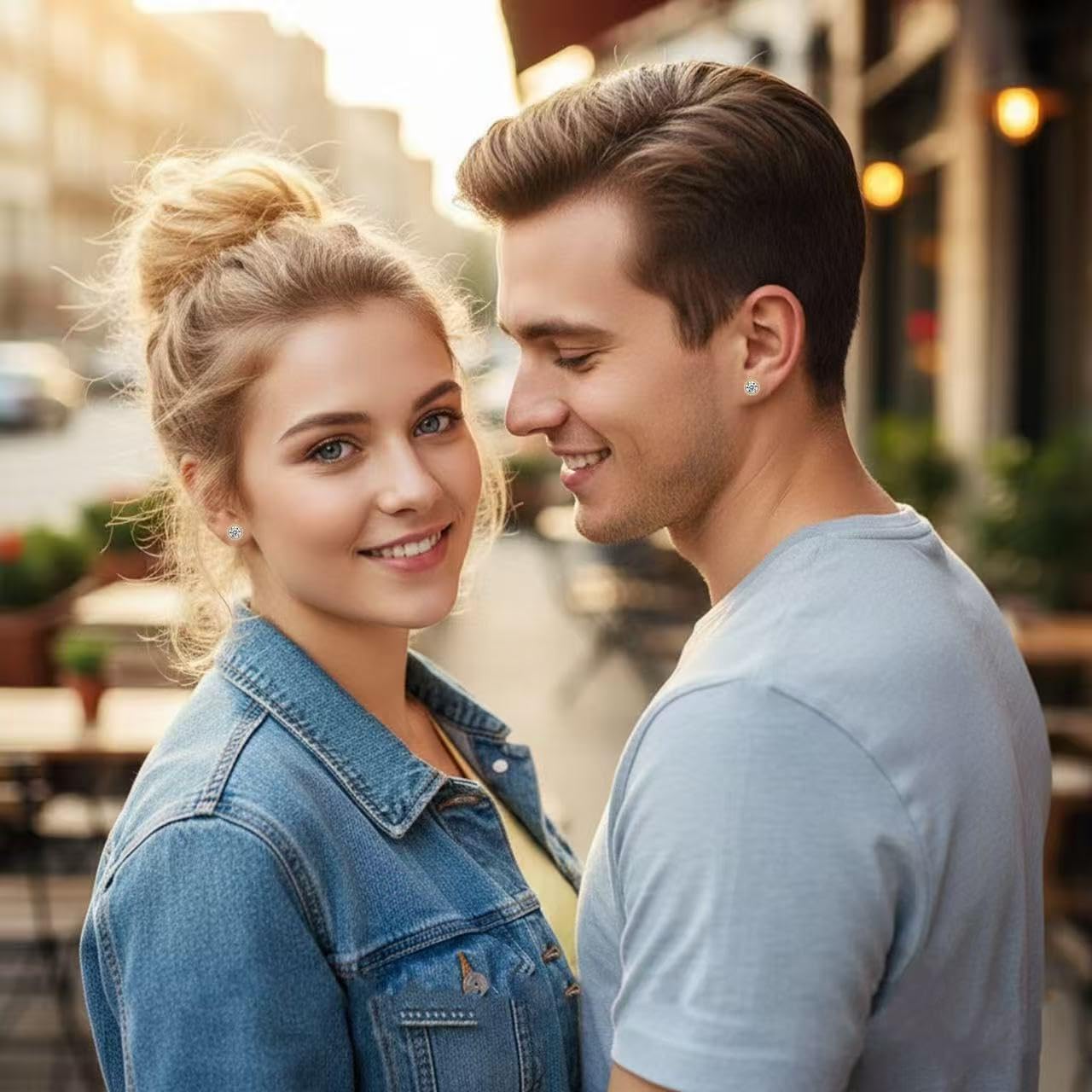 Moissanite Stud Earrings for Women Men | Lab Grown Diamond Halo Earrings | 18K Gold Plated Sterling Silver | Screw Back Hypoallergenic | Round Brilliant Cut 0.5-4 Carat