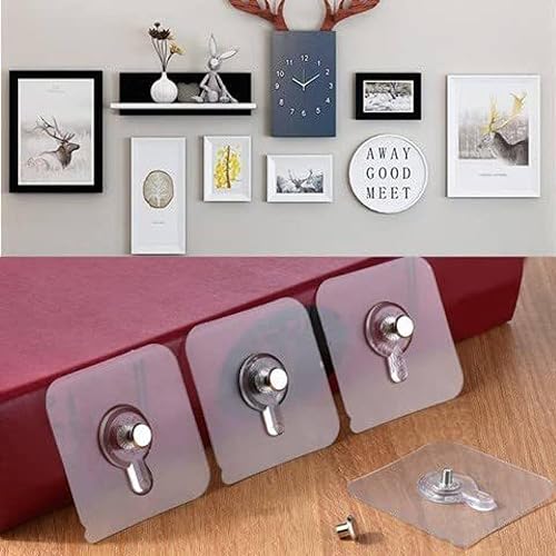 Miniatura 4 de Ganchos de pared adhesivos para pared sin taladrar, ganchos autoadhesivos para pared, resistentes, fuertes, sin clavos, para colgar marcos de fotos,