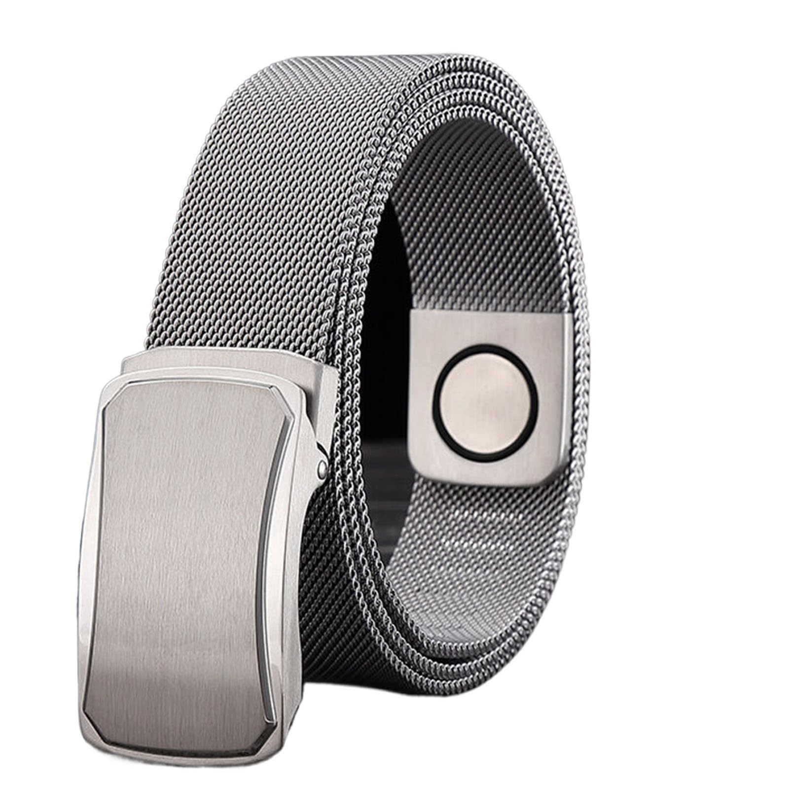 Ceintures pour hommes en acier inoxydable, ceinture tressée magnétique en métal pour hommes avec boucle automatique en acier inoxydable