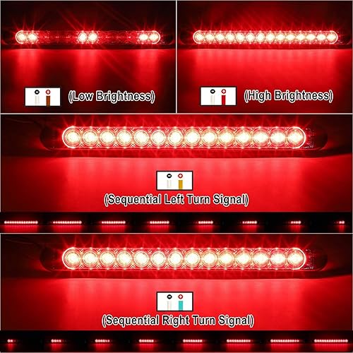 Miniatura 2 de Partsam Barra de luz de señal LED de 17 pulgadas con giro secuencial a la izquierda y derecha, 14 LED 2835SMD, color rojo con tornillos de carcasa
