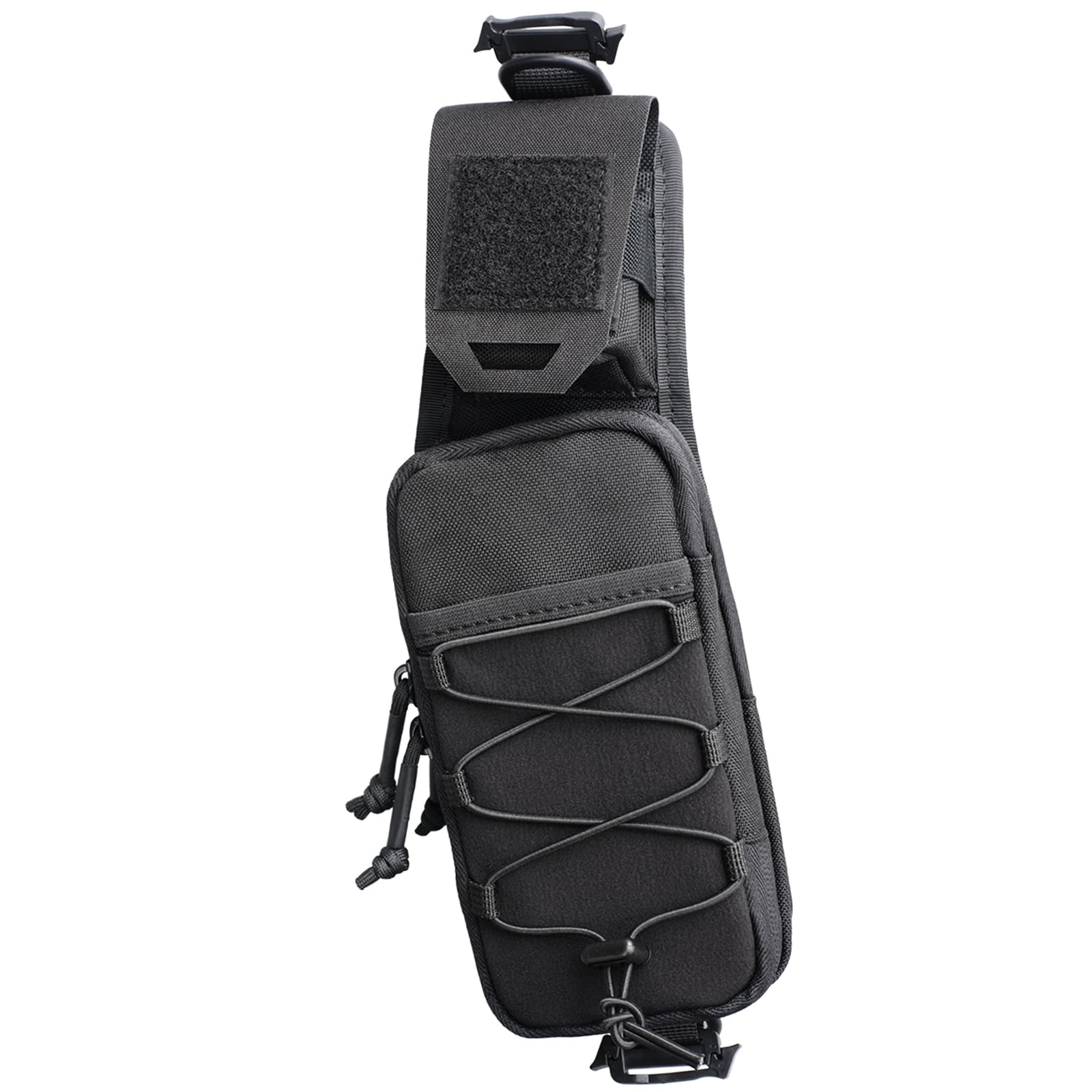 WYNEX Molle Accessori Custodia, Zaino con Tracolla, Tasca Tattica per Telefono Cellulare per Escursionismo, Campeggio e Viaggi, Nero - 1 Pezzo (sinistra)